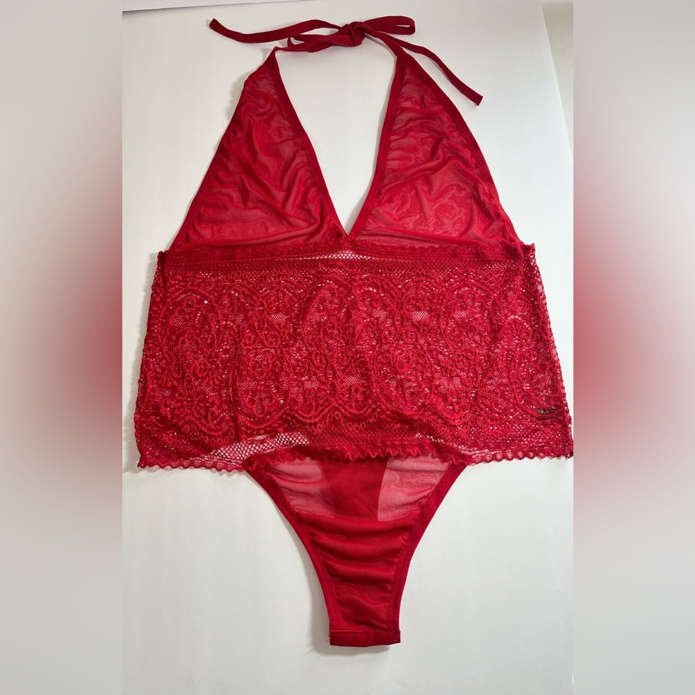 Red Lace Halter Body Suit